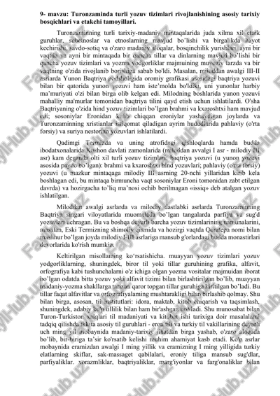turonzaminda turli yozuv tizimlari rivojlanishi — DOCX