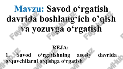 savodo‘rgatish va o‘qish — PPTX