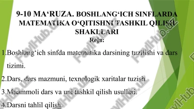 boshlang‘ichsinfdamatematika o‘qitishni tashkil qilish shakllari — PPTX