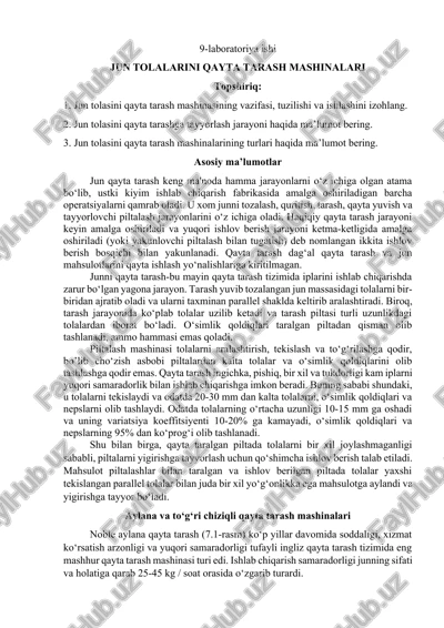 jun tolasini qayta tarash mashinalari — DOCX