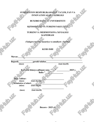 xalqaro turizm: nazariya va amaliyot — DOCX