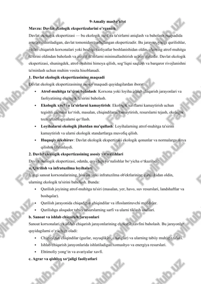 davlat ekologik ekspertizasi — DOCX