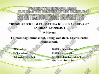 boshlang`ich matematika kursi nazariyasi — PPT