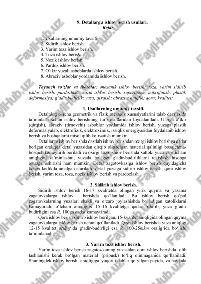 detallarga ishlov berish usullari — DOCX