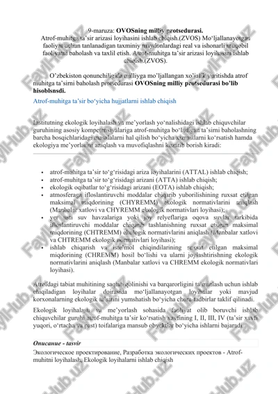 atrof-muhitga ta’sir arizasi loyihasi (ovos) — DOC
