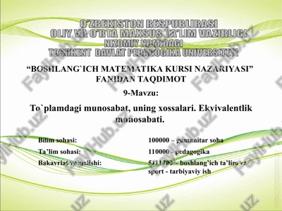 boshlang`ich matematika kursi nazariyasi — PPT