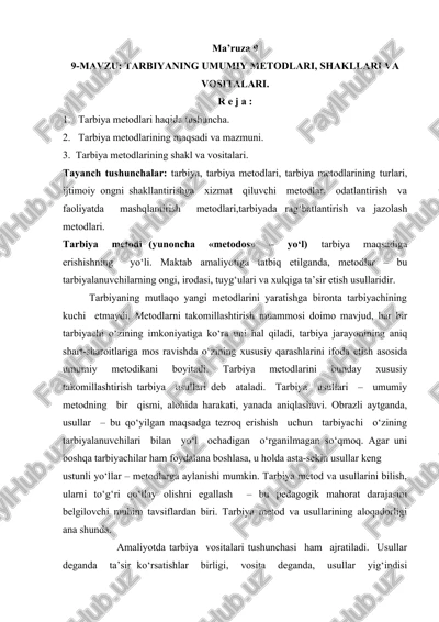 tarbiya metodlari — DOCX