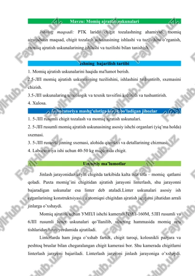 momiq ajratish uskunalari — DOCX