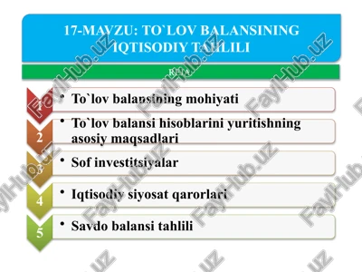 to`lov balansining iqtisodiy tahlili — PPTX