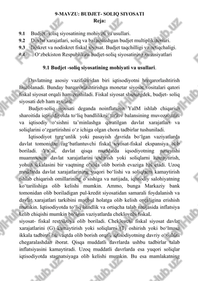 budjet- soliq siyosati — DOCX