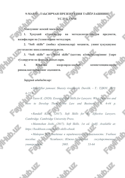 huquqiy ko'nikmalar va metodologiyamoduli — DOCX