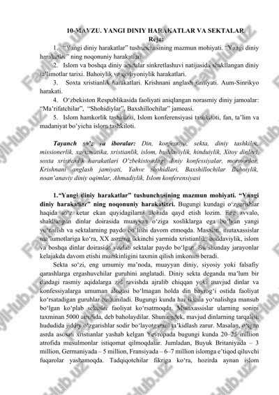 yangi diniy harakatlar va sektalar — DOCX