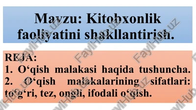 o‘qish malakalari — PPTX