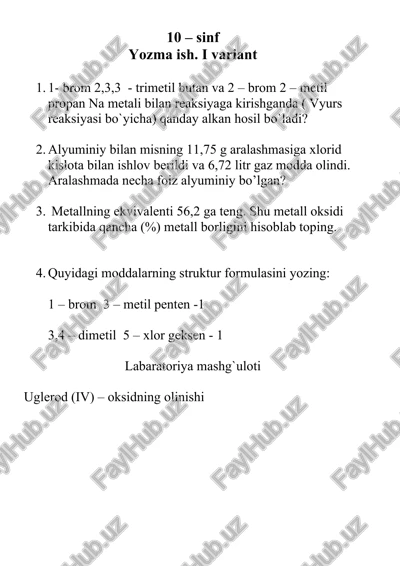 yozma ish. i variant — DOCX