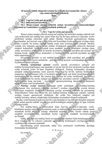 vaqt bo’yicha pul qiymati — DOCX