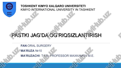 pastki jag’da og’riqsizlantirish — PPT