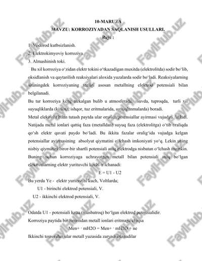 korroziyadan saqlanish usullari — DOCX