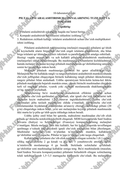 piltalarni aralashtirish mashinalari — DOCX