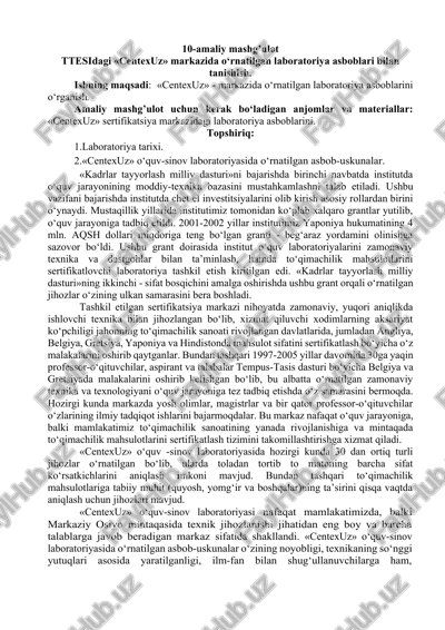 laboratoriya asboblarini o‘rganish — DOCX