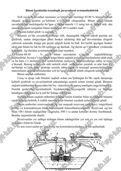 bitumni kabul qilish va saqlash — DOCX