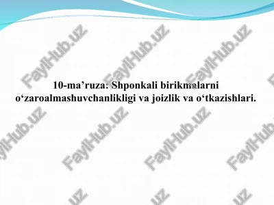 shponkali va shlitsali birikmalar — PPT