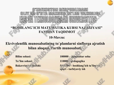 boshlang`ichmatematika kursi nazariyasi — PPT
