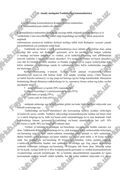 tashkilotdagi kommunikatsiya — DOCX