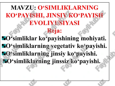 o‘simliklarningko‘payishi, jinsiyko‘payish evoliyusiyasi — PPTX
