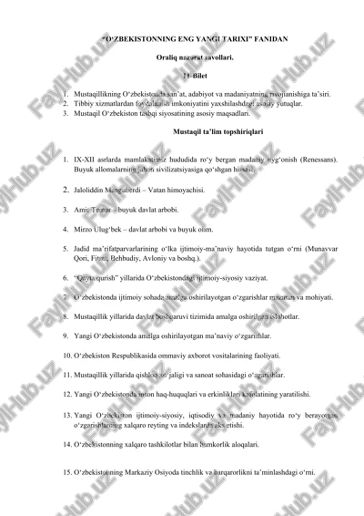 o‘zbekistonning eng yangi tarixi — DOCX