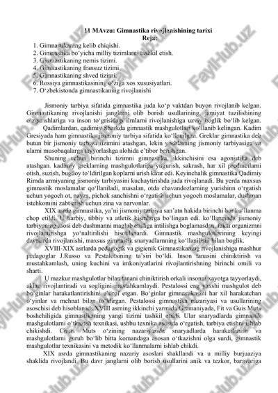 gimnastika rivojlanishining tarixi — DOCX