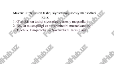 o‘zbekiston tashqi siyosatining asosiy maqsadlari — PPTX