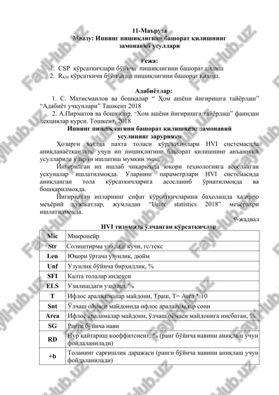 ipning pishiqligini bashorat qilishning zamonaviy usullari — DOCX