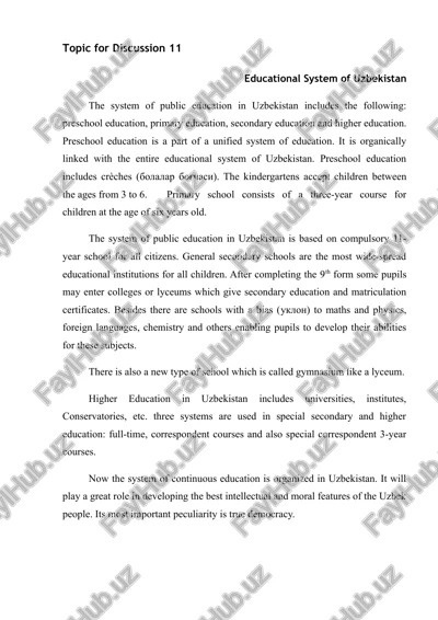 educational system of uzbekistan — DOC