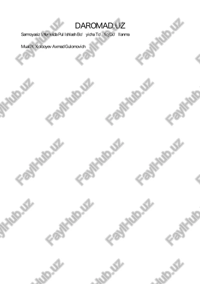 sarmoyasiz internetda pul ishlash bo‘yicha to‘liq qo‘llanma — PDF