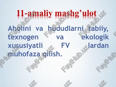 texnogen tusdagi favqulodda vaziyatlar — PPT