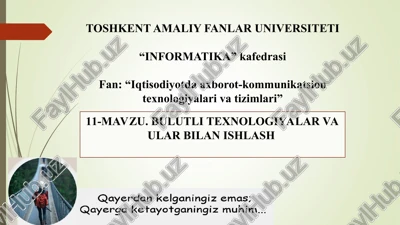 bulutli texnologiyalar va ular bilan ishlash — PPT