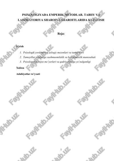 psixologiyada emperik metodlar — DOCX