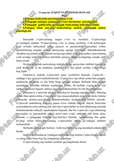 o‘qituvchi psixologiyasi — DOCX