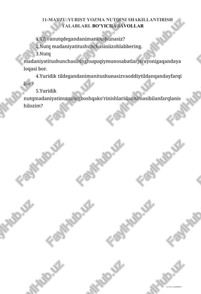 yurist yozma nutqini shakillantirish talablari — DOCX