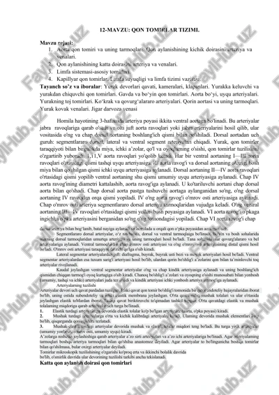 qon tomirlar tizimi — DOCX