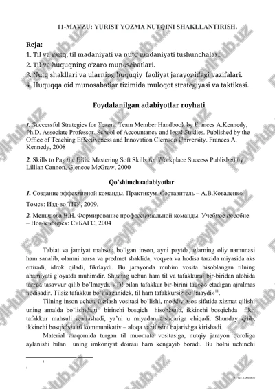 yurist yozma nutqini shakllantirish — DOCX