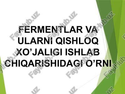 fermentlar va ularni qishloq xo’jaligi ishlab chiqarishidagi o’rni — PPTX