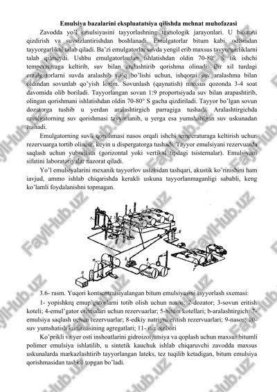 emulsiya bazalarini ekspluatatsiya qilishda mehnat muhofazasi — DOCX