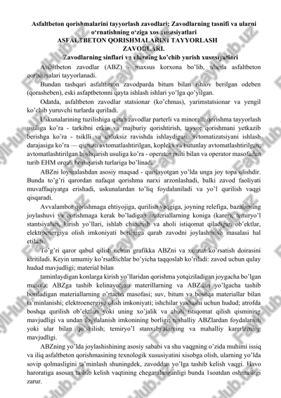asfaltbeton qorishmalarini tayyorlash zavodlari — DOCX