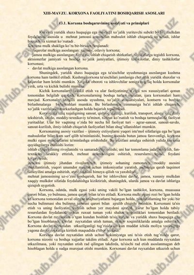 korxona faoliyatini boshqarish asoslari — DOCX