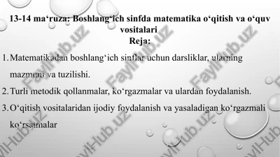 boshlang‘ich sinf matematikasi o‘qitish vositalari — PPTX
