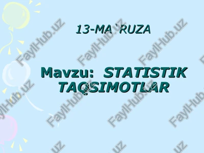 statistik taqsimotlar — PPT