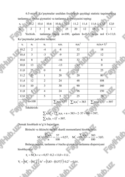 ushbu taqsimot bo’yicha normal egri chiziqni yasang — PDF