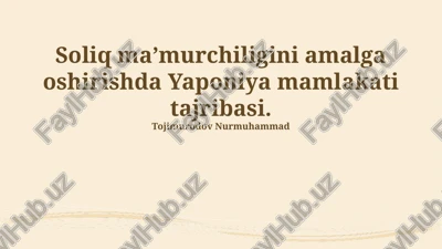 soliq ma'murchiligini amalga oshirishda yaponiya mamlakati tajribasi — PPTX