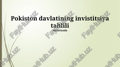 pokiston davlatining invistitsiya tahlili — PPTX